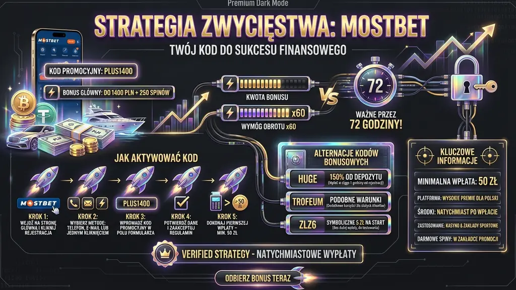 Mostbet Kod Promocyjny 2026 – 1400 PLN + 250 Spinów